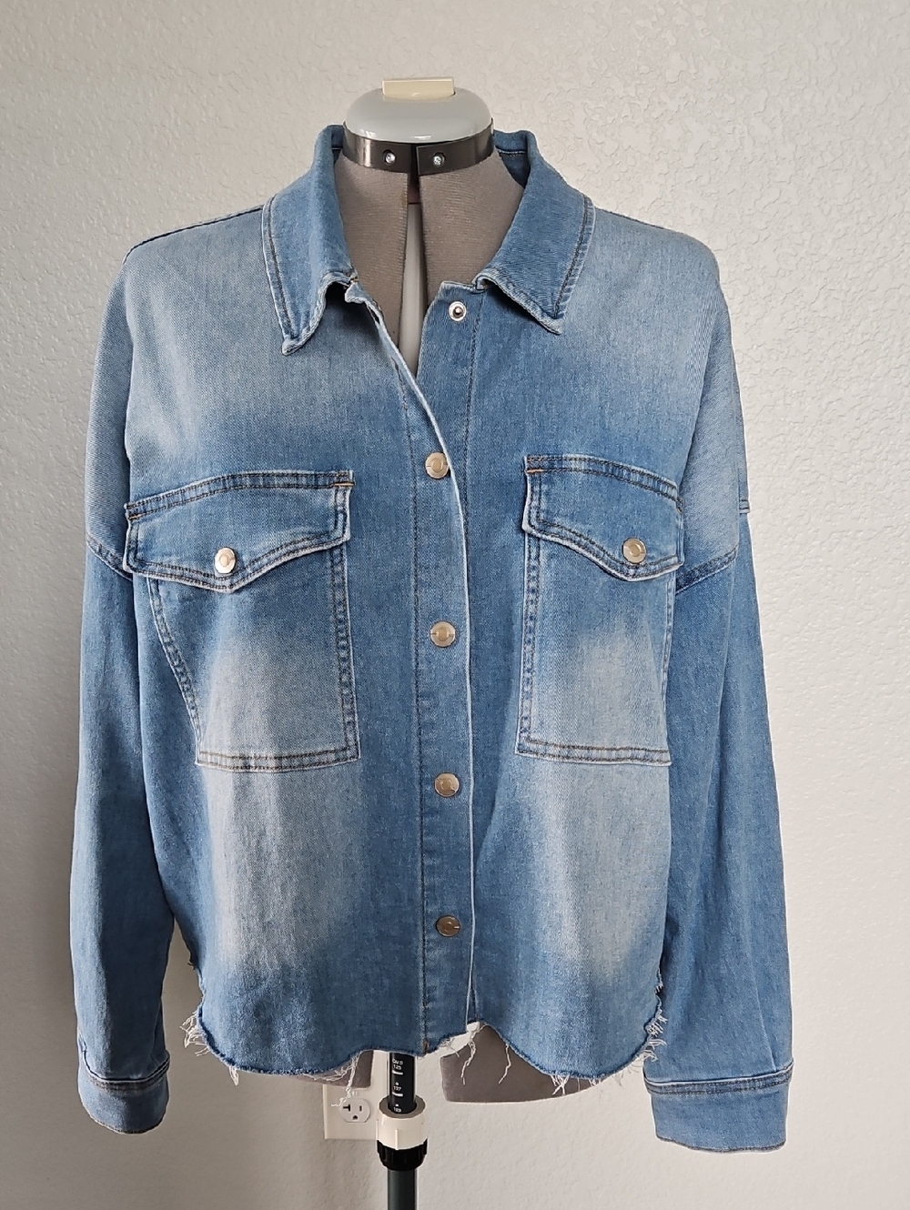 Classic Blue Denim Button-Down Shirt Jacket